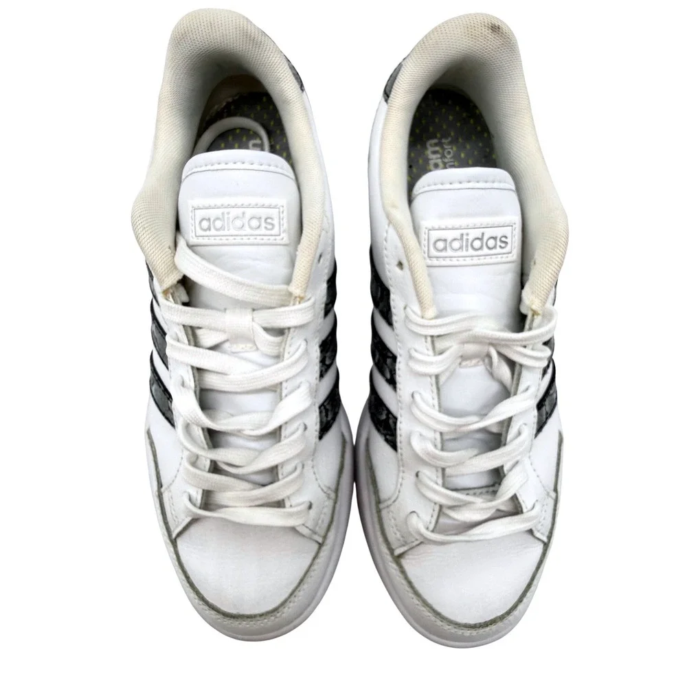 Adidas Grand Court Sneakers Womens 8.5 White Good Snakeskin Stripes GX8133